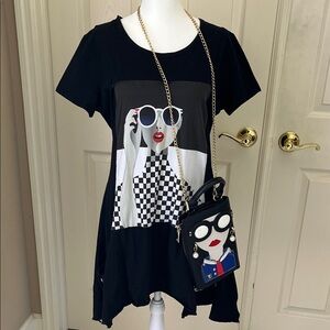 Black Graphic T-Shirt Dress